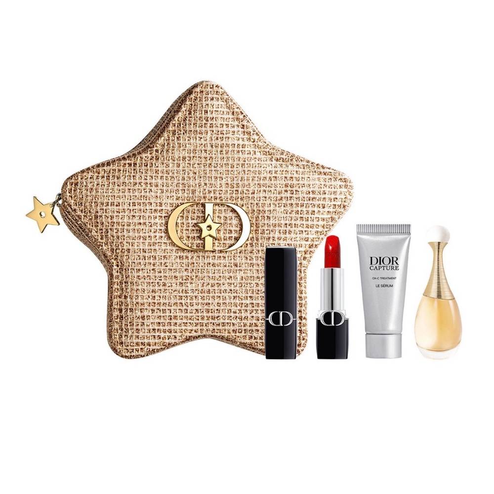 Dior Star Pouch with Red Lipstick and Gold Accents